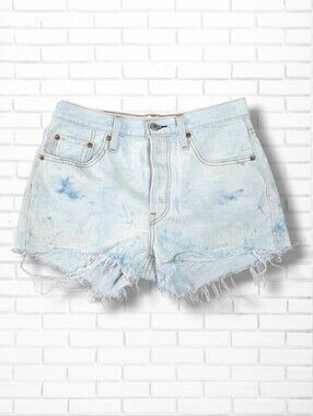 Levi's Premium Denim 501 Bleached Raw Hem Shorts Size 29/8